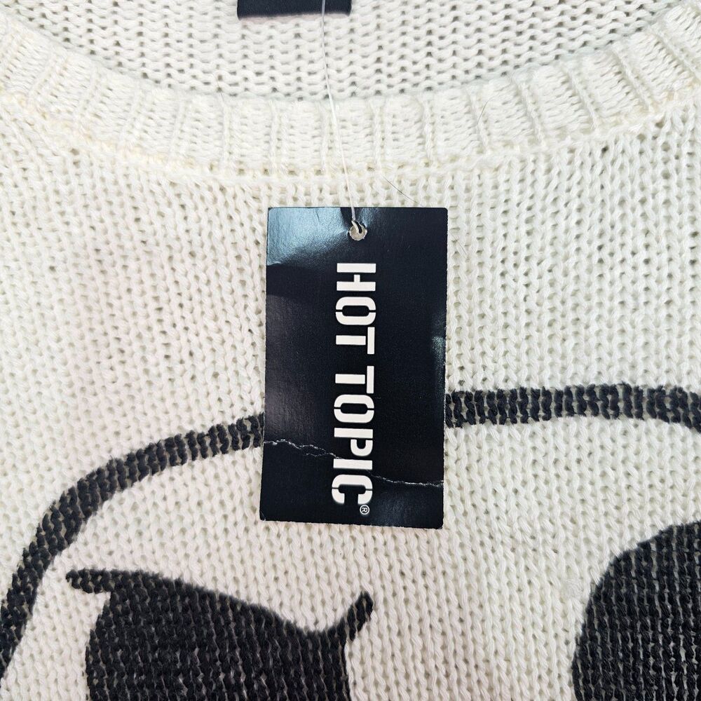 Hot Topic Jack Skellington Sweater Womens L Cream Distressed Nightmare Christmas - Picture 10 of 14